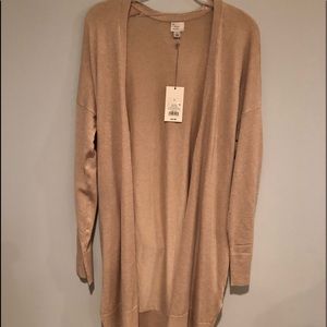 Brand new tan (oatmeal) long sweater in size Large made by “a new day”.